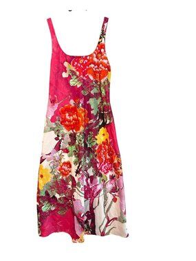 N Natori Floral Maxi Nightgown Small Pink Multicolor Sleeveless Gown Adjustable